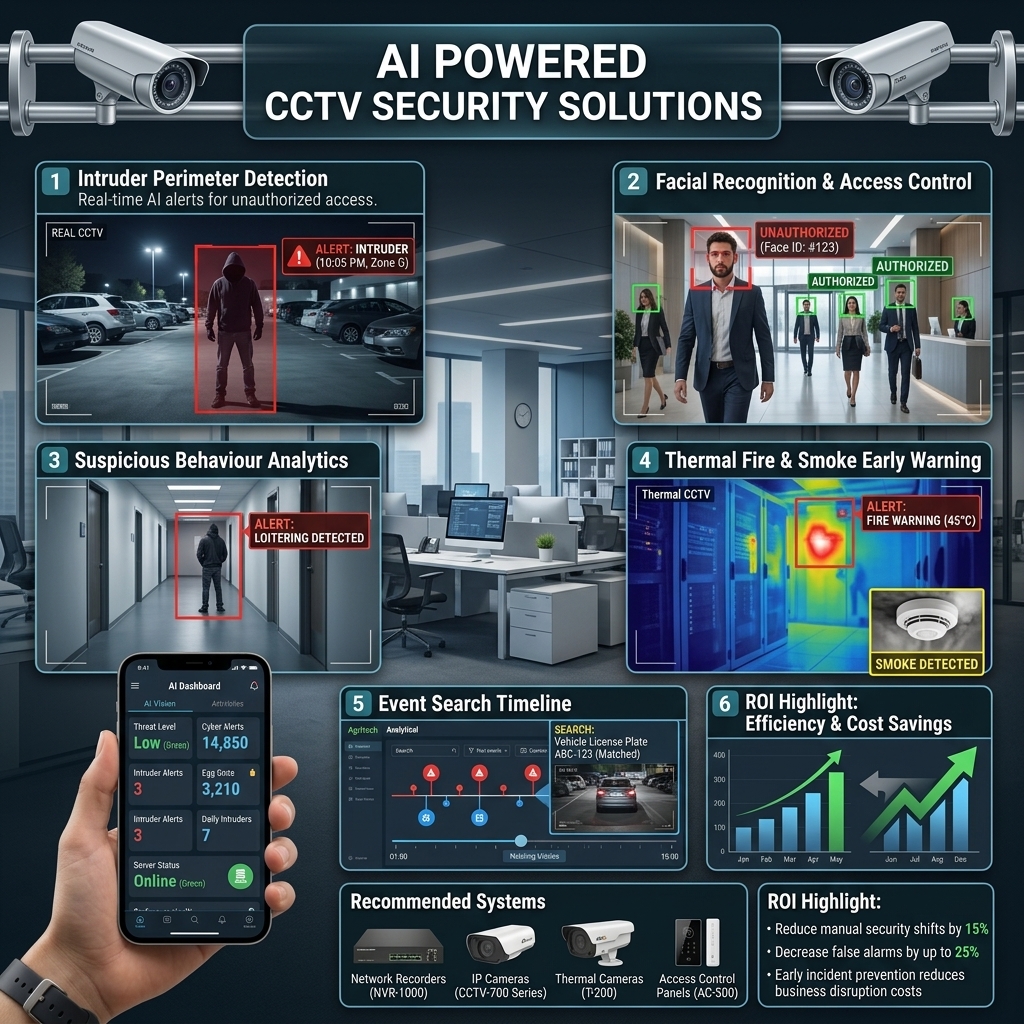AI CCTV Security visual dashboard monitoring bounding boxes