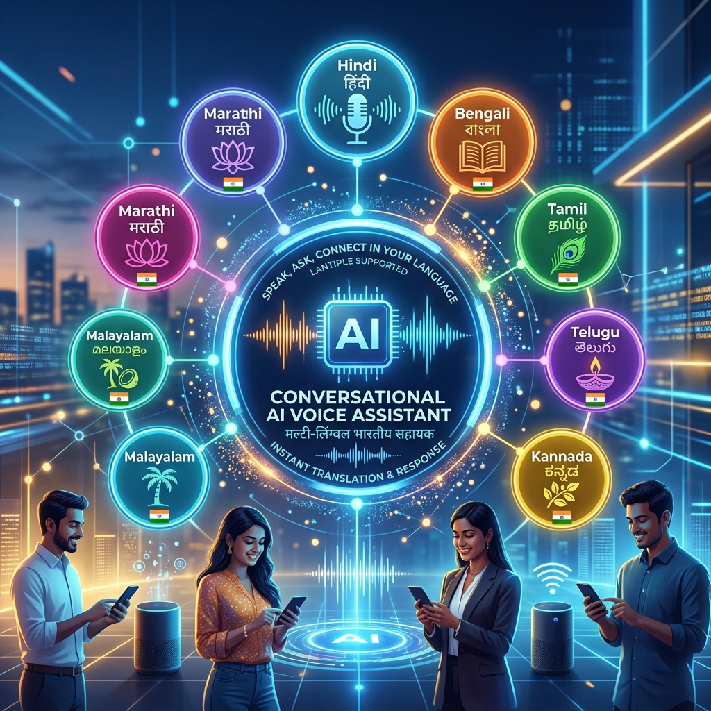 Voice AI assistant supporting regional Indian languages with interface representation